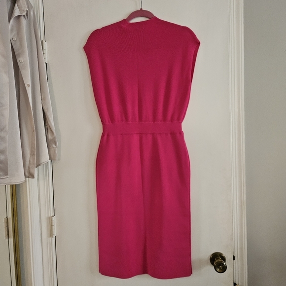 NWT Ann Taylor Petite Ribbed Blouson Sweater Dress Hot Pink Poppy XSP - Picture 5 of 11